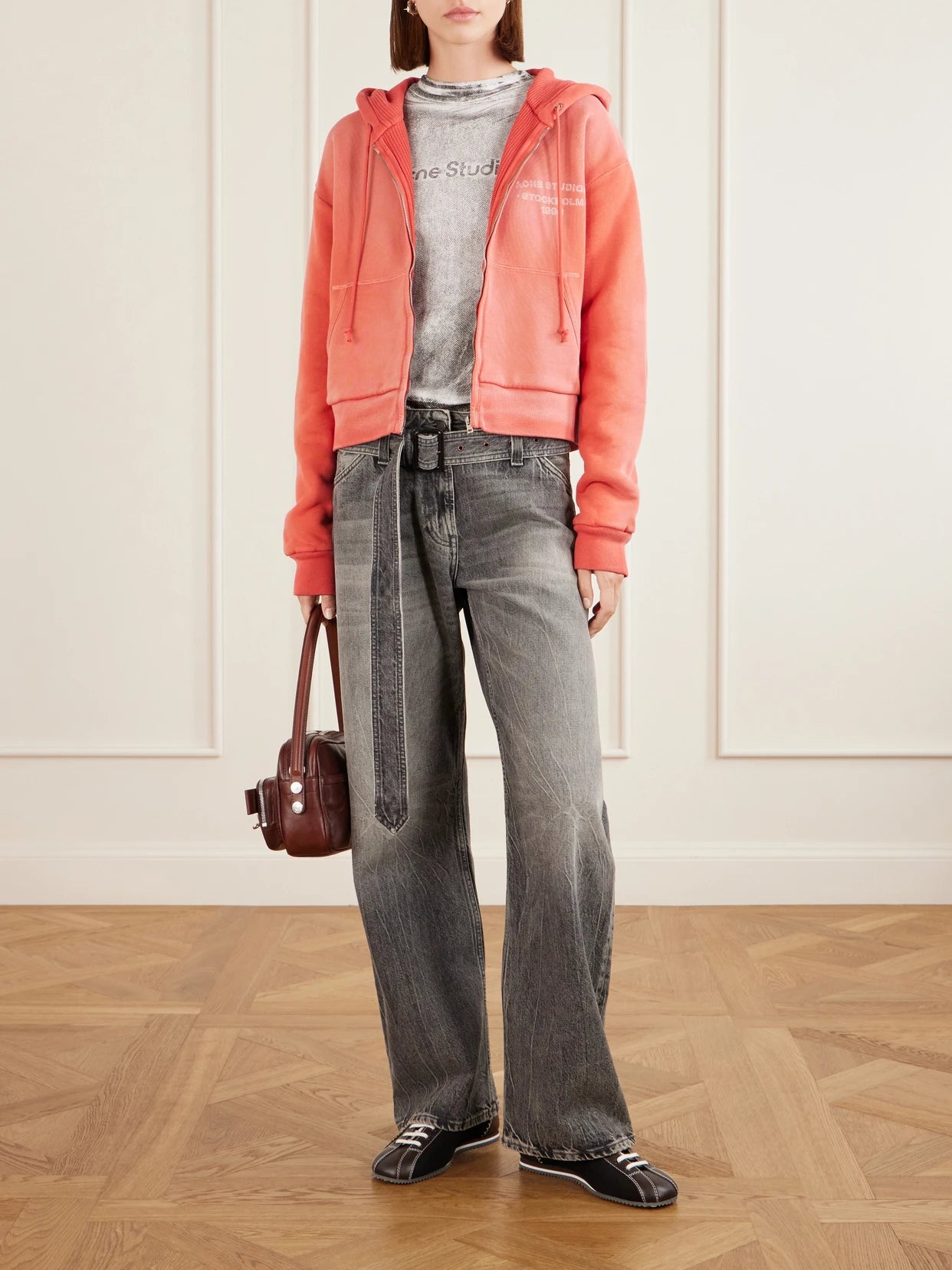 Image of Sleepwear & Loungewear. Product name - Feida U Sunkissed Printed Ribbed Jersey Sweatshirt in Red colour by brand - Acne Studios