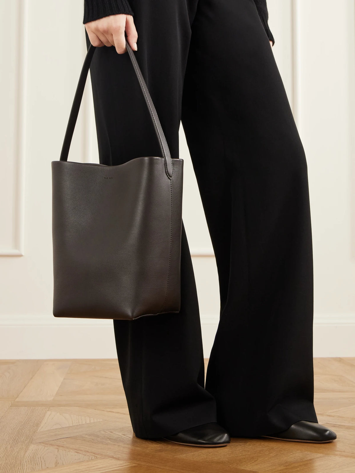 Image of Bags. Product name - N/s Park Medium Textured-leather Tote in Brown colour by brand - The Row
