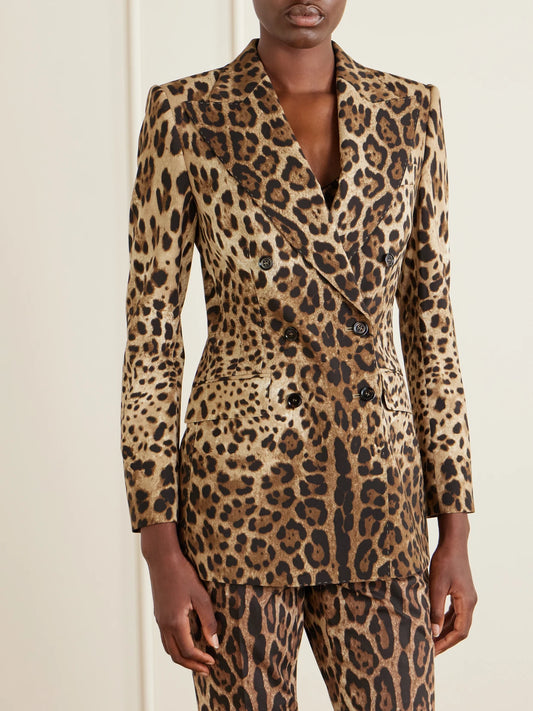 Leopard-print Wool Blazer