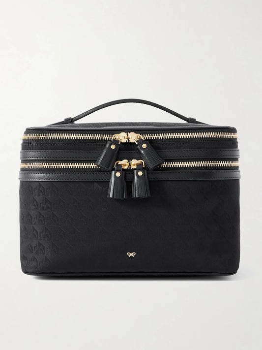 Vanity Kit Leather-trimmed Jacquard Cosmetics Case