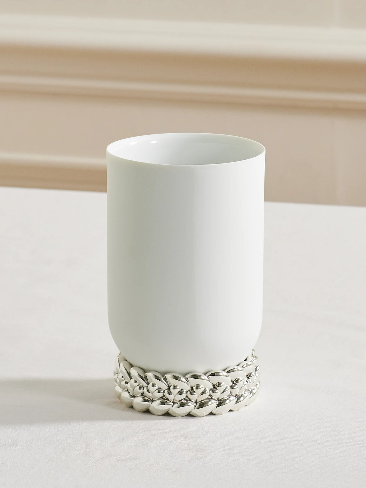 Babylone Small Silver-plated Porcelain Vase