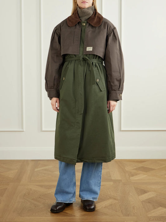 Sea Tristan Corduroy-trimmed Cotton Trench Coat