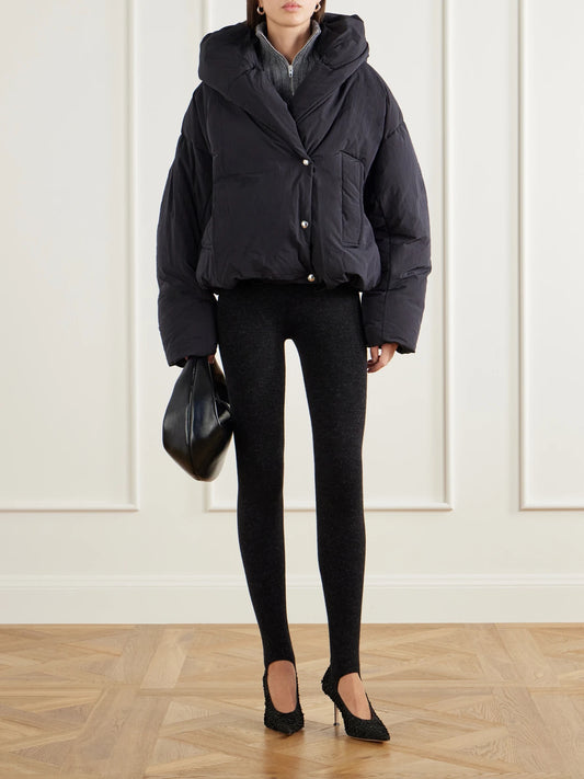 Image of Coats & Jackets. Product name - Vodka Hooded Cropped Shell Down Jacket in Black colour by brand - Sportmax