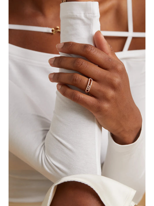 Image of Rings. Product name - Baby Move 18-karat Rose Gold Diamond Ring in Multi colour by brand - Messika