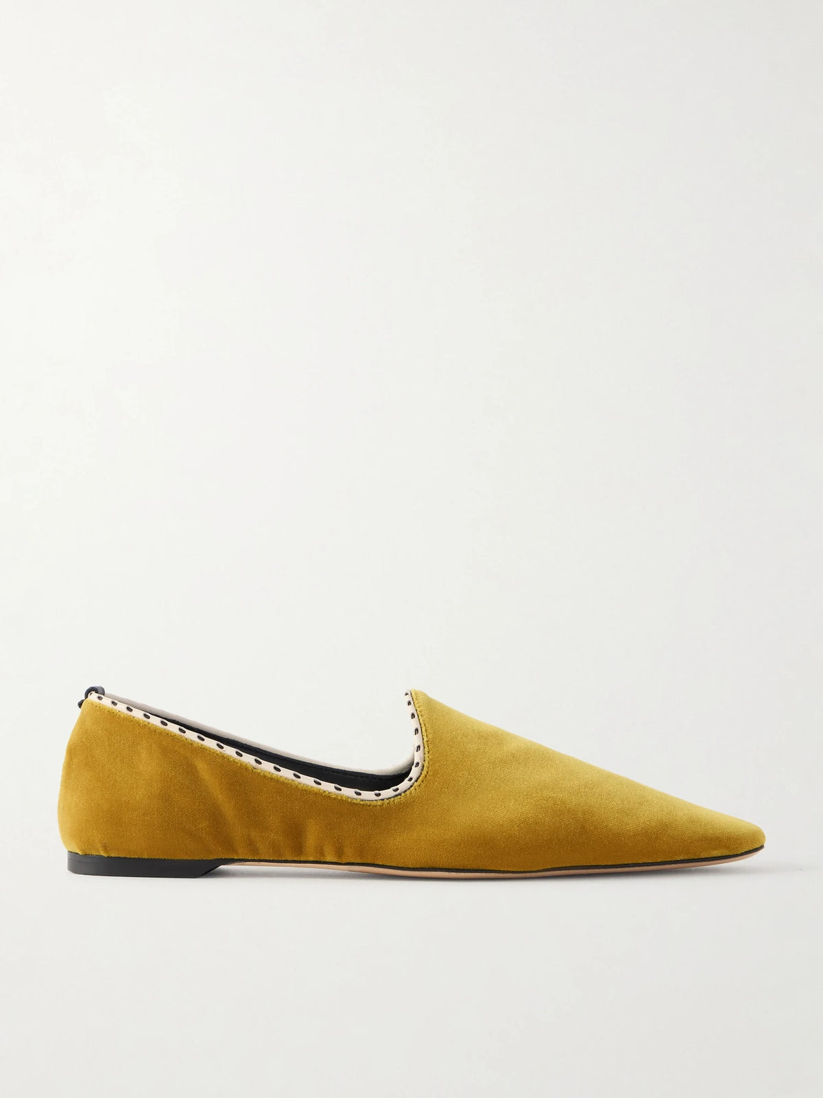 Leather-trimmed Velvet Slippers