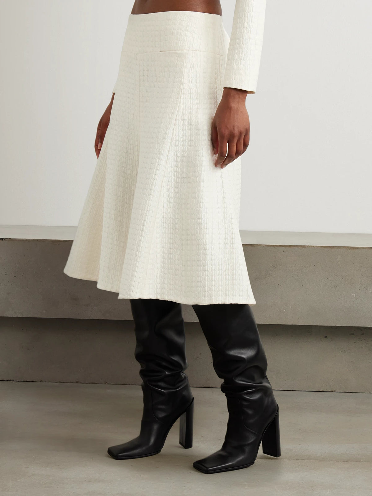 Silk-cloqué Midi Skirt