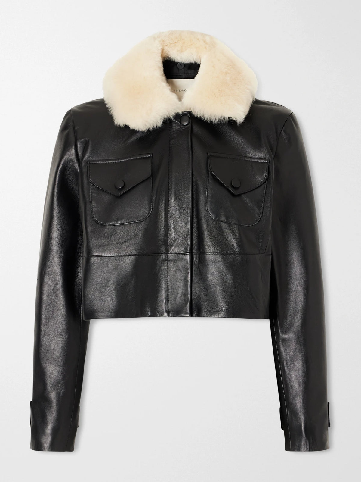 LIBEROWE Raja Cropped Shearling-trimmed Leather Jacket