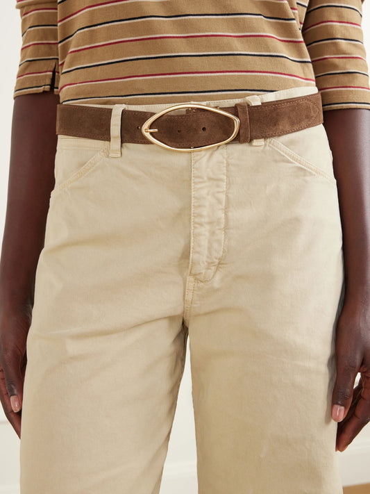 Image of Belts. Product name - The Skinny Grumeti Suede Belt in Chocolate colour by brand - AMANU