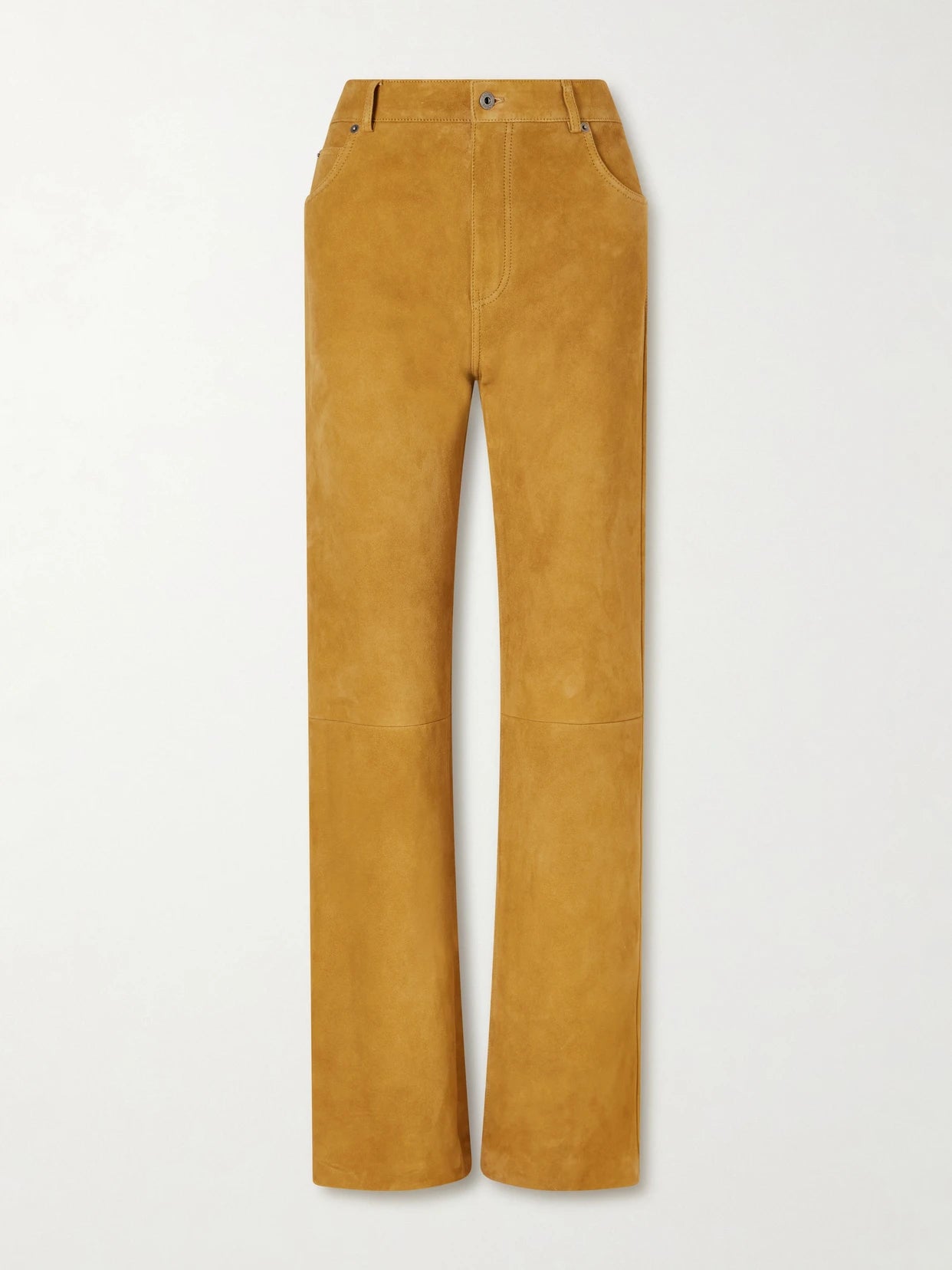 Suede High-rise Straight-leg Pants