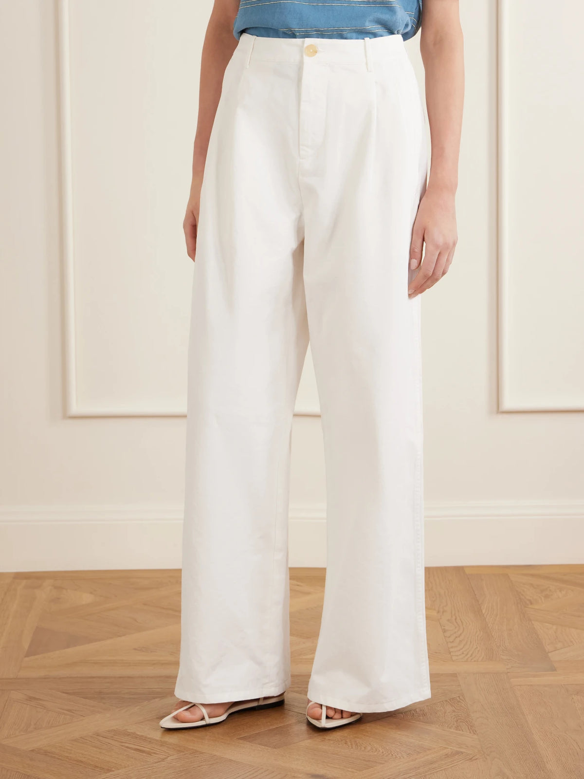 Jil Sander Pleated Cotton-twill Wide-leg Pants