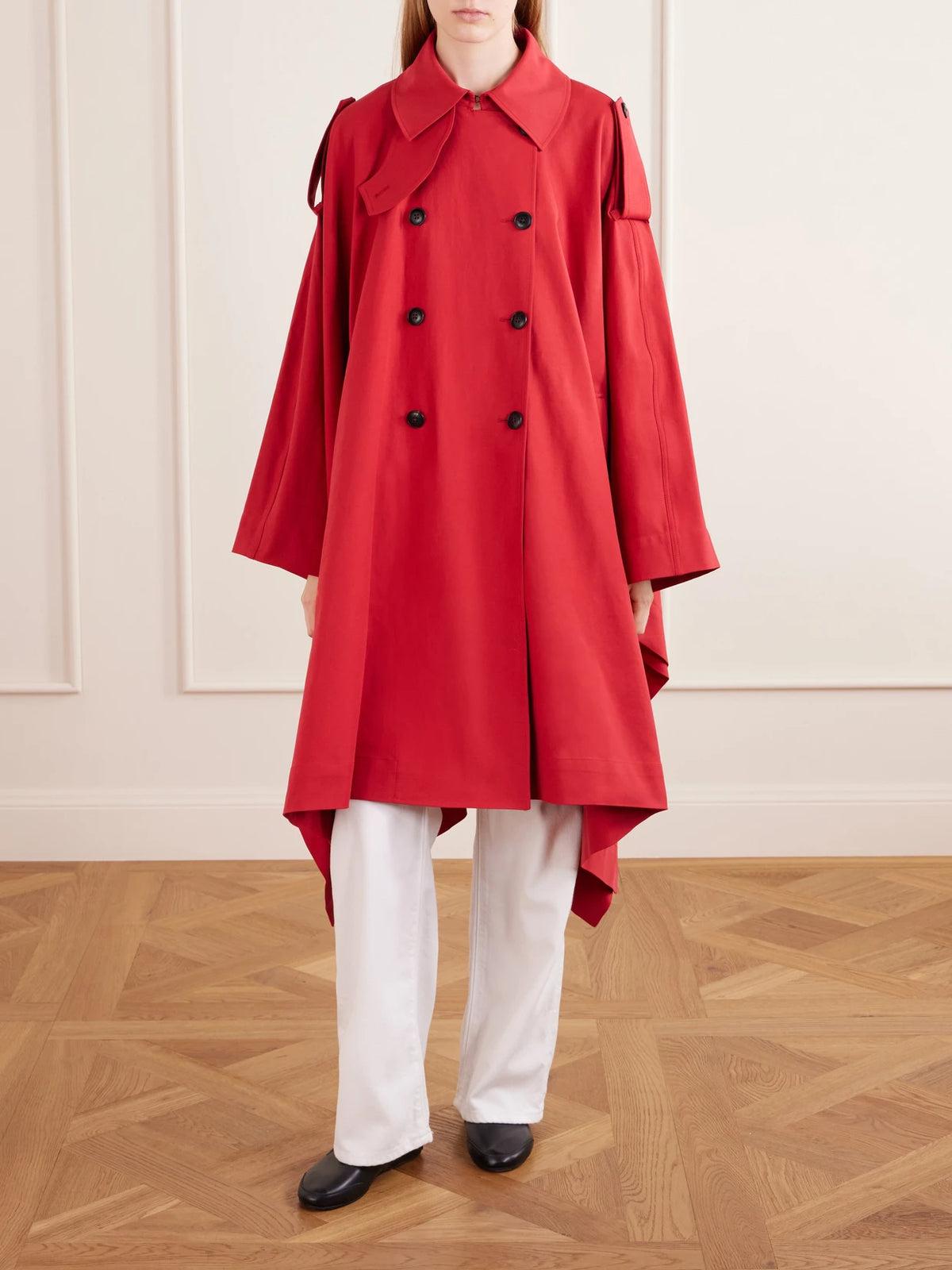 Image of Coats & Jackets. Product name - Cotton-gabardine Coat in Red colour by brand - RÓHE