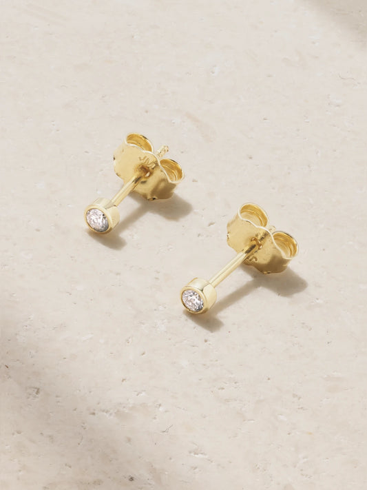 Jennifer Meyer Mini Bezel 18-karat Gold Diamond Earrings