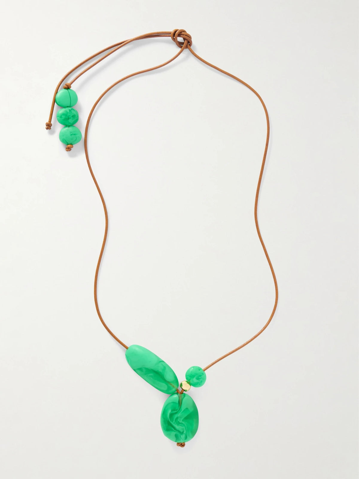 Rock Cluster Leather, Resin And Gold-tone Necklace