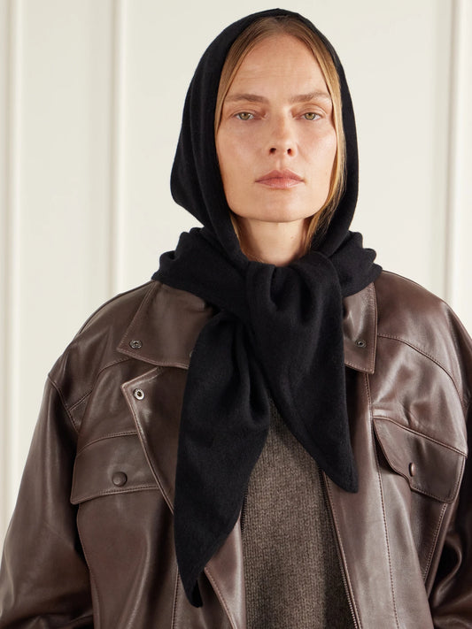 Image of Scarves & Shawls. Product name - Hooded Cashmere Scarf in Black colour by brand - Arch4