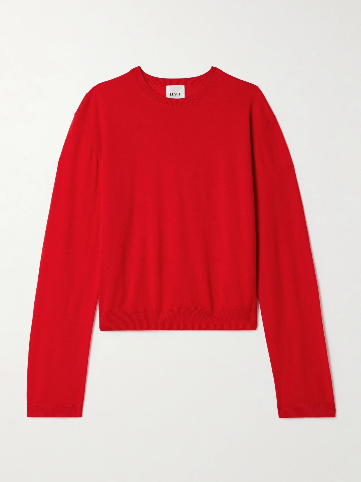 Image of a model wearing Outerwear. Product name - James Wool Sweater in Red colour by brand - LESET