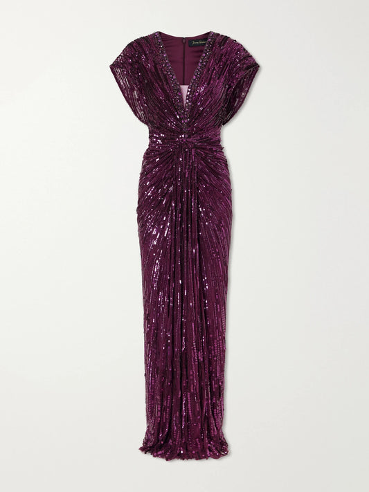 Jenny Packham Lacie Twisted Embellished Tulle Gown