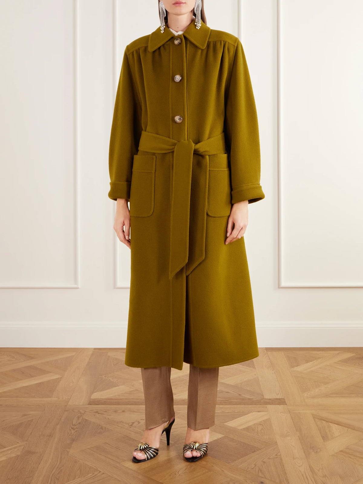 Valentino Garavani Belted Gathered Felted Wool And Cashmere-blend Coat