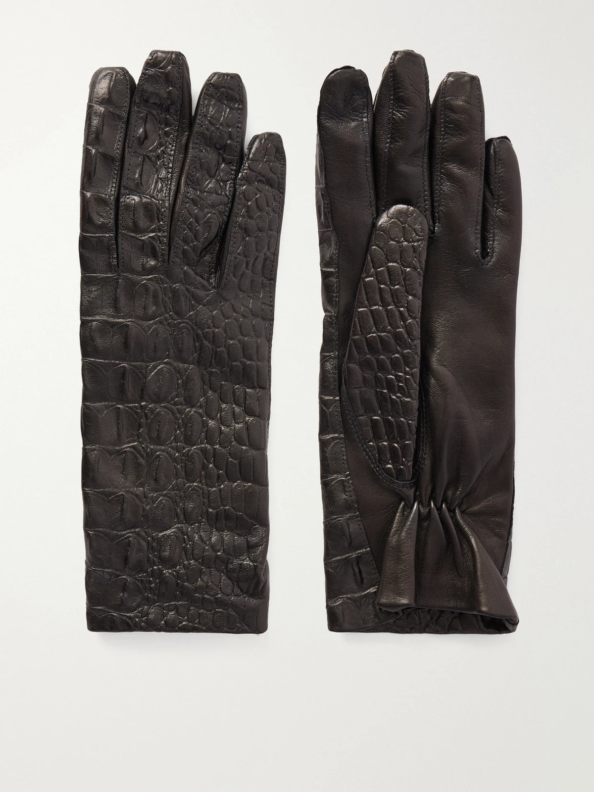 Nour Hammour Croc-effect Leather Gloves