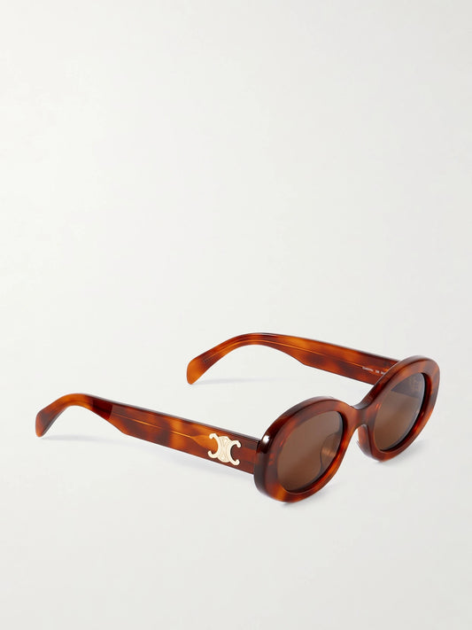 Triomphe Oval-frame Tortoiseshell Acetate Sunglasses