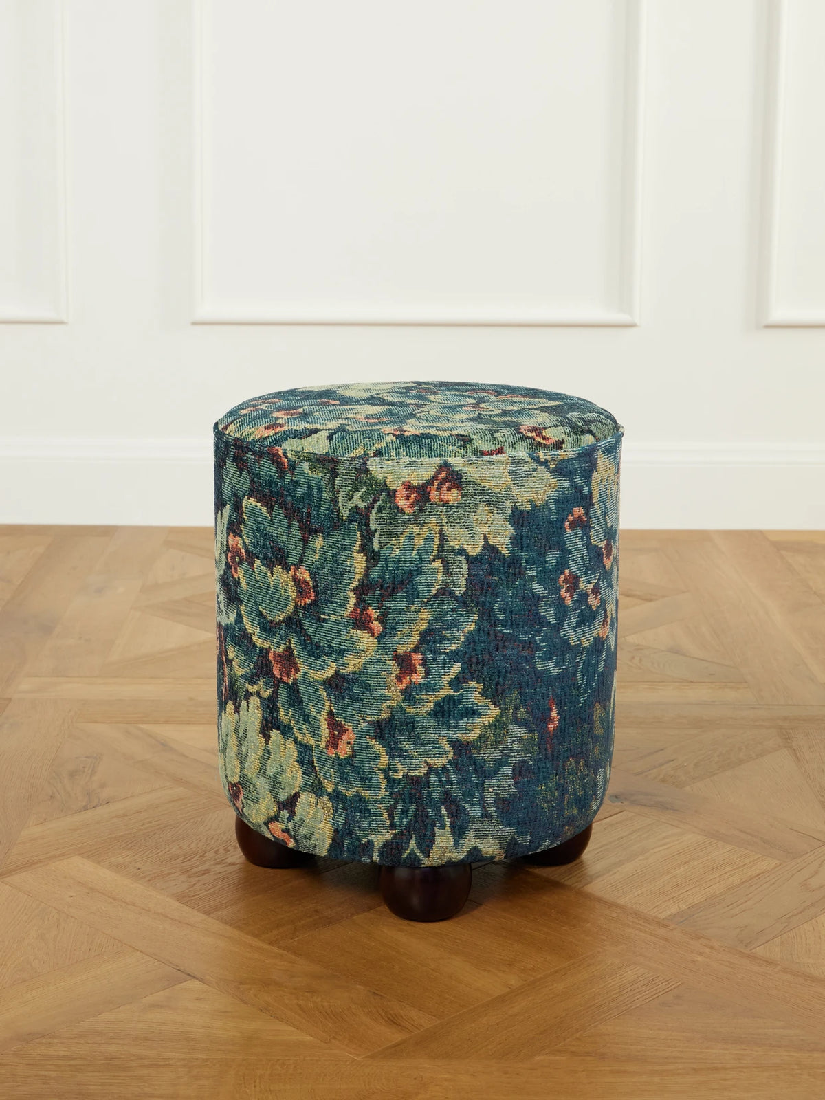 SIX THE RESIDENCE Nobilis Cluny Velvet-jacquard And Wood Pouf