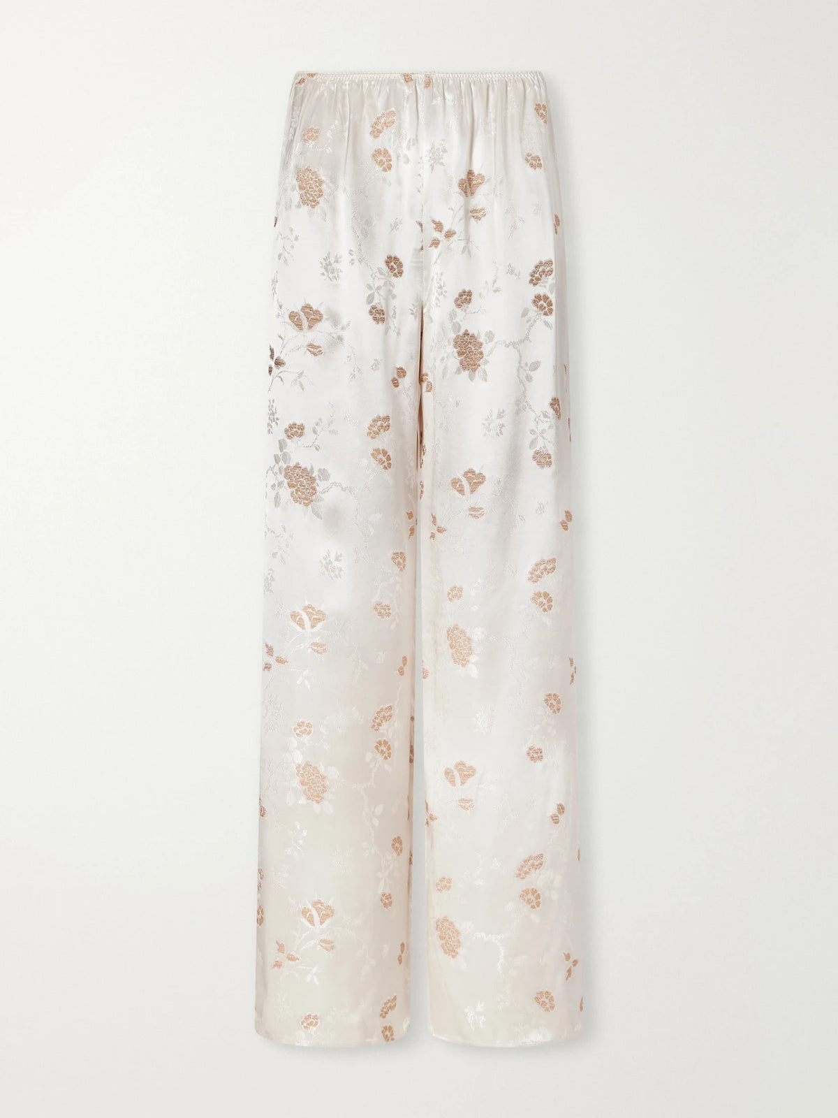 DÔEN Lavona Floral-jacquard Satin Wide-leg Pants