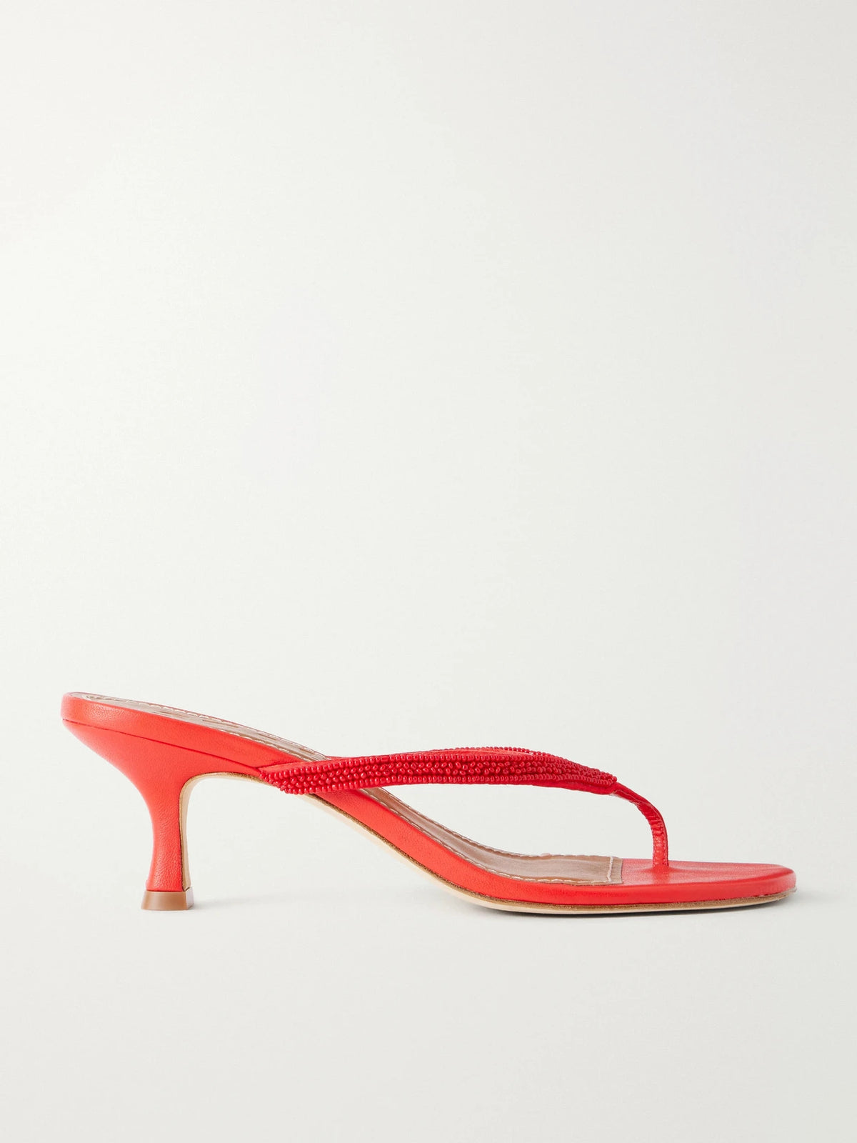 STAUD Freja Embellished Leather Thong Sandals