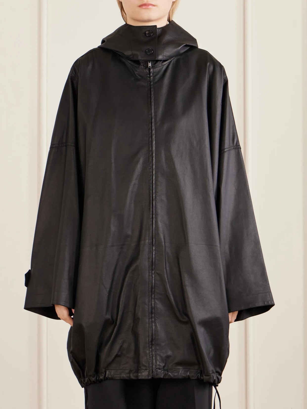 Cassandre Leather Hooded Coat
