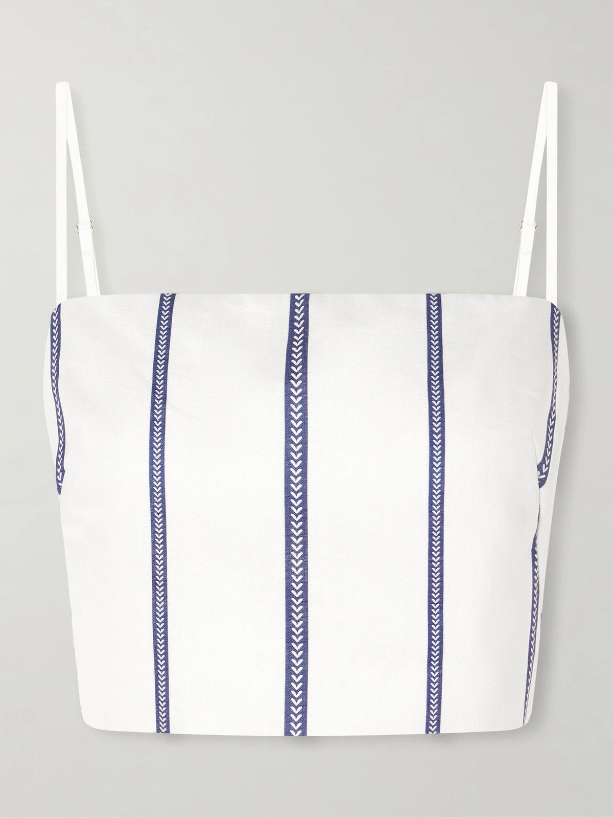 Andres Otalora Tierra Sagrada Cropped Striped Linen-woven Top