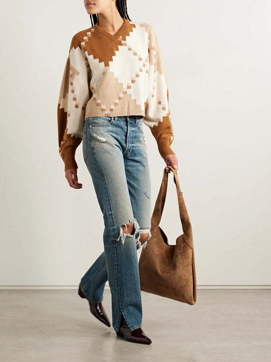 Image of Jeans. Product name - The Agnes Distressed Mid-rise Straight-leg Jeans in Mid denim colour by brand - RÙADH