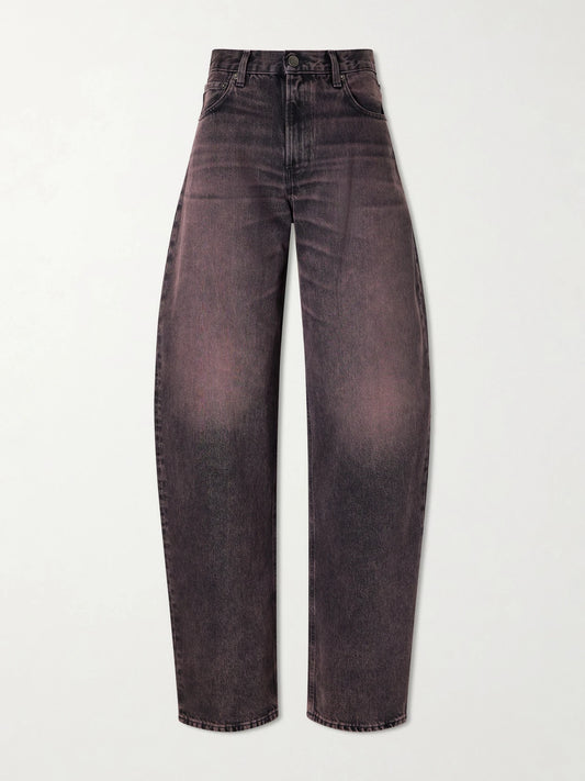 Image of Jeans. Product name - Bibi High-rise Wide-leg Jeans in Dark purple colour by brand - Haikure