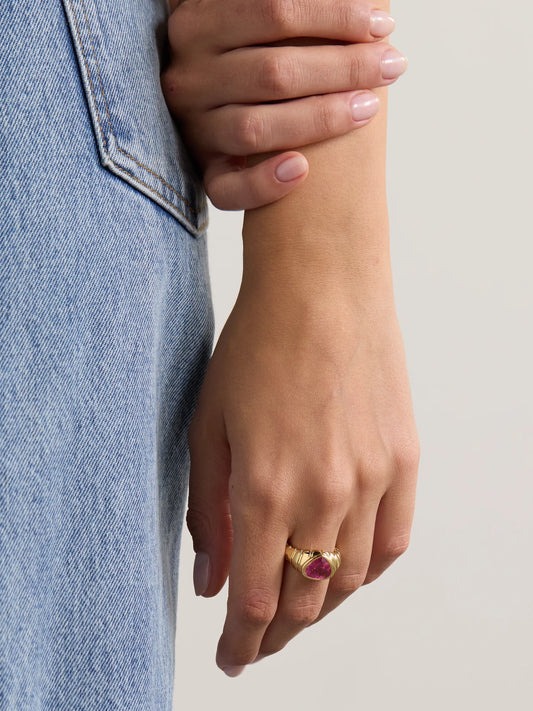 Image of Rings. Product name - 18-karat Gold Rubellite Ring in Multi colour by brand - Marina B