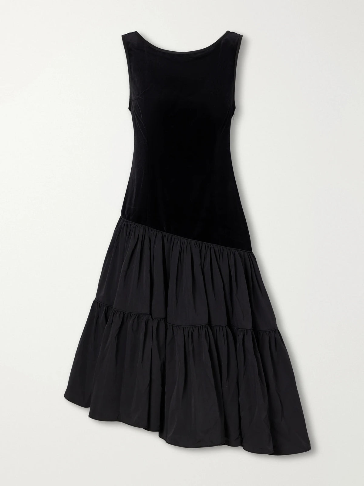Posse Dean Asymmetric Tiered Cotton-velvet Midi Dress