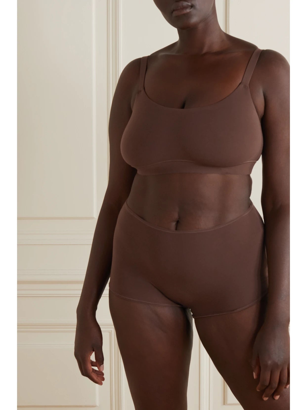 Image of Lingerie. Product name - Fits Everybody Boyshort - Cocoa in Neutral colour by brand - SKIMS