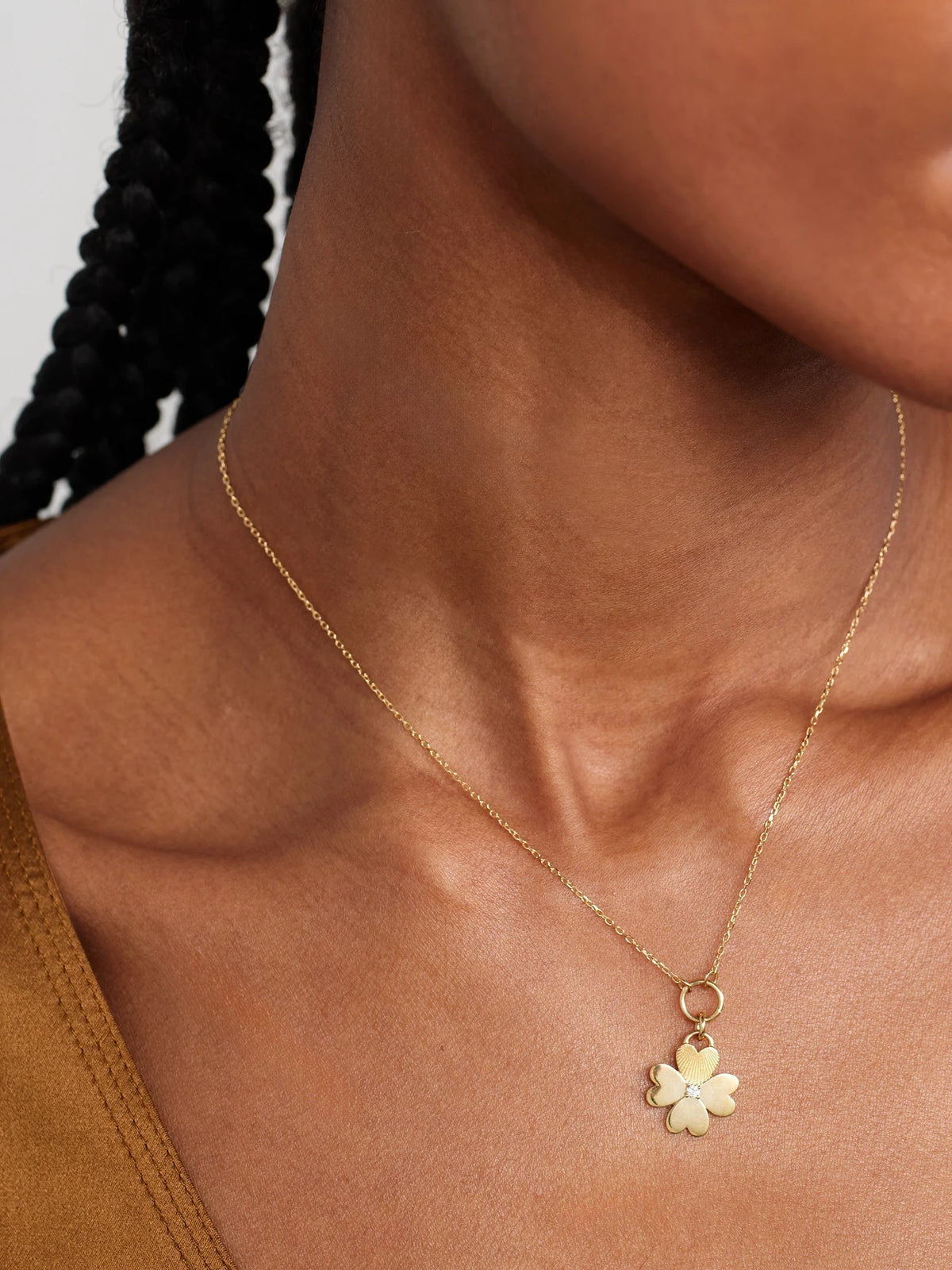Image of Necklaces. Product name - Four Heart Clover 18-karat Gold, Enamel And Diamond Necklace in Multi colour by brand - FoundRae