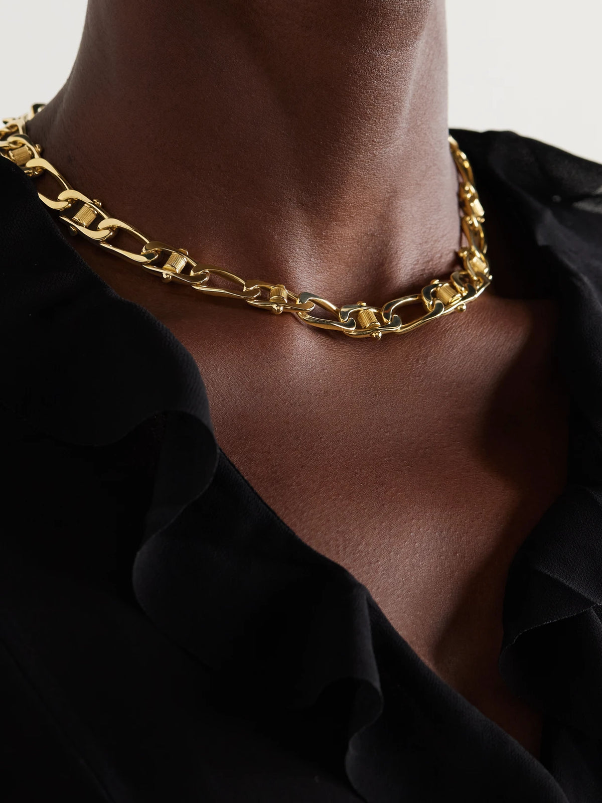 Image of Necklaces. Product name - Pierced Curb 18-karat Gold Necklace in Multi colour by brand - FoundRae