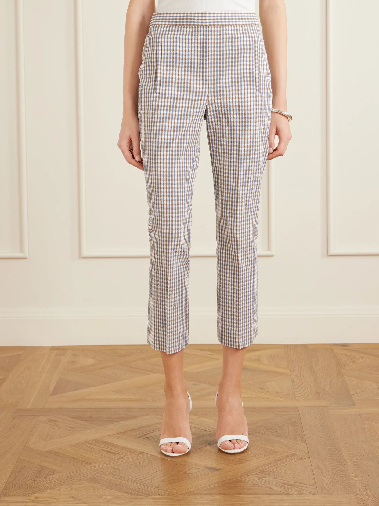 Arte Checked Cotton-seersucker Skinny Pants