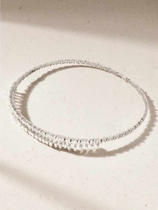 Suzanne Kalan 18-karat White Gold Diamond Necklace