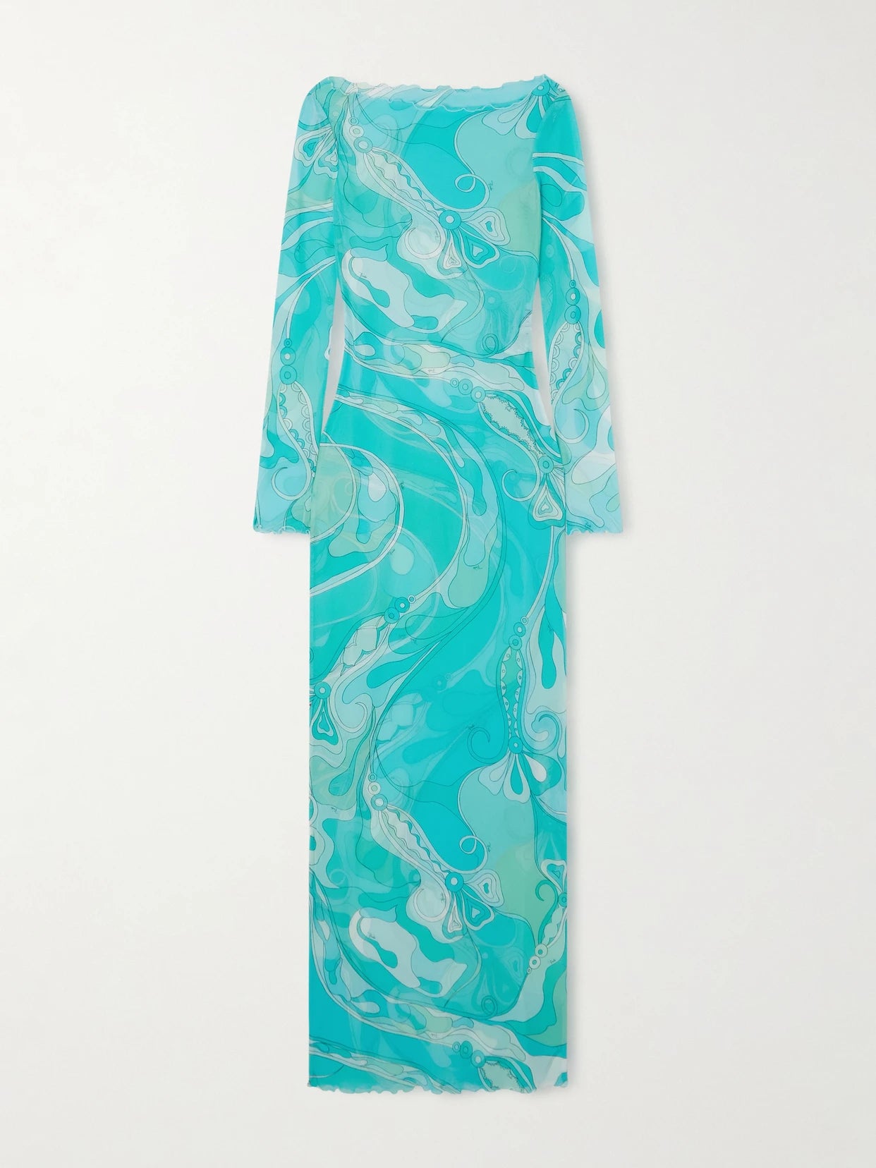 Ruffled Printed Tulle Maxi Dress
