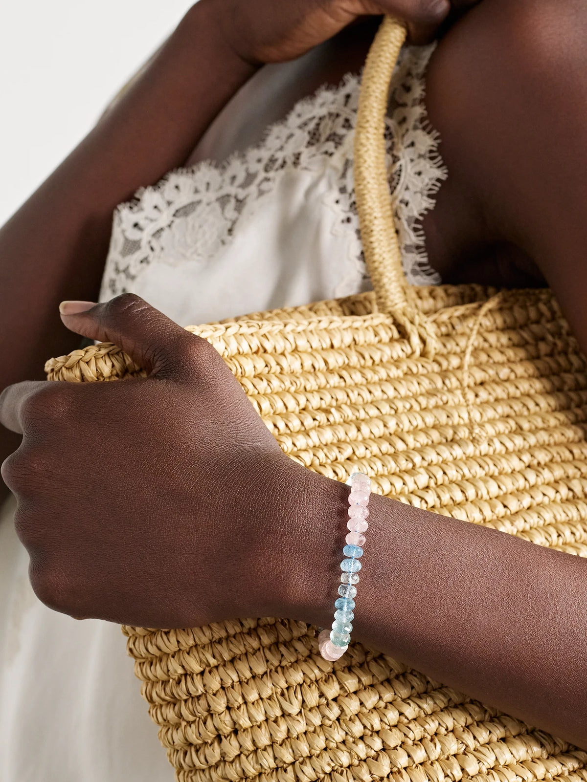 Image of Bracelets. Product name - 14-karat Gold Morganite Bracelet in Multi colour by brand - JIA JIA
