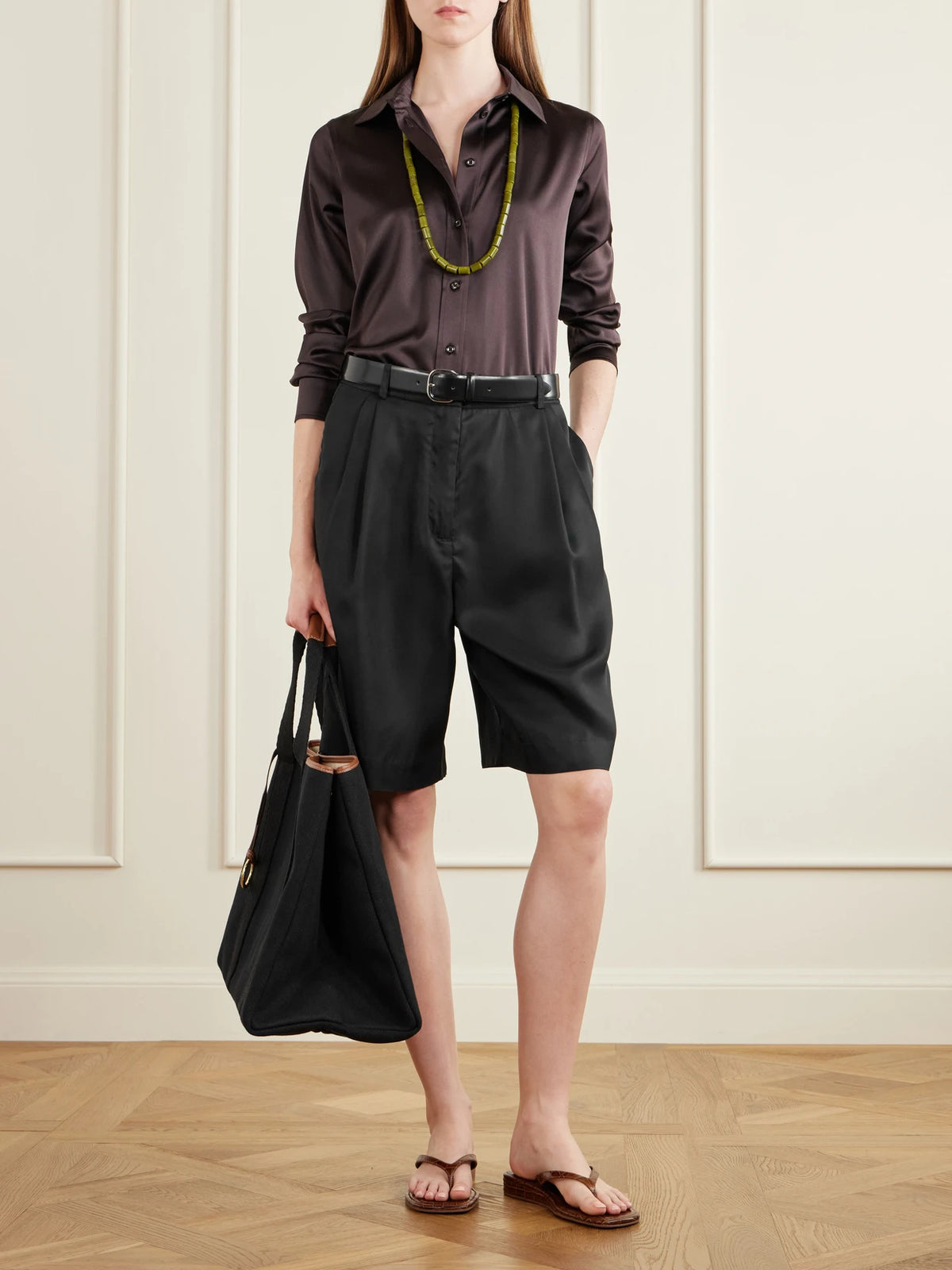 Image of Bags. Product name - Traversée Large Leather-trimmed Herringbone Canvas Tote in Black colour by brand - RUE de VERNEUIL