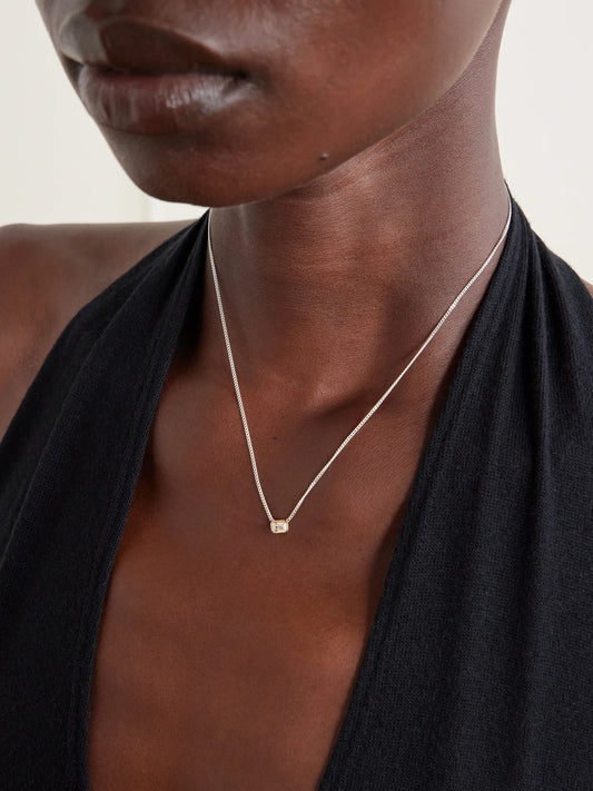 Image of Necklaces. Product name - 14-karat Gold And Sterling Silver Diamond Necklace in Multi colour by brand - Loren Stewart