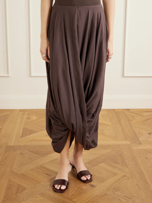 Draped Organic Cotton And Lyocell-blend Maxi Skirt
