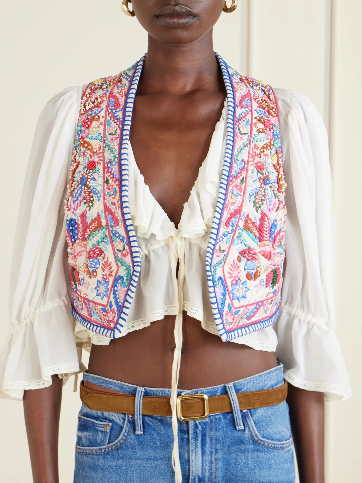Embroidered Cotton Vest