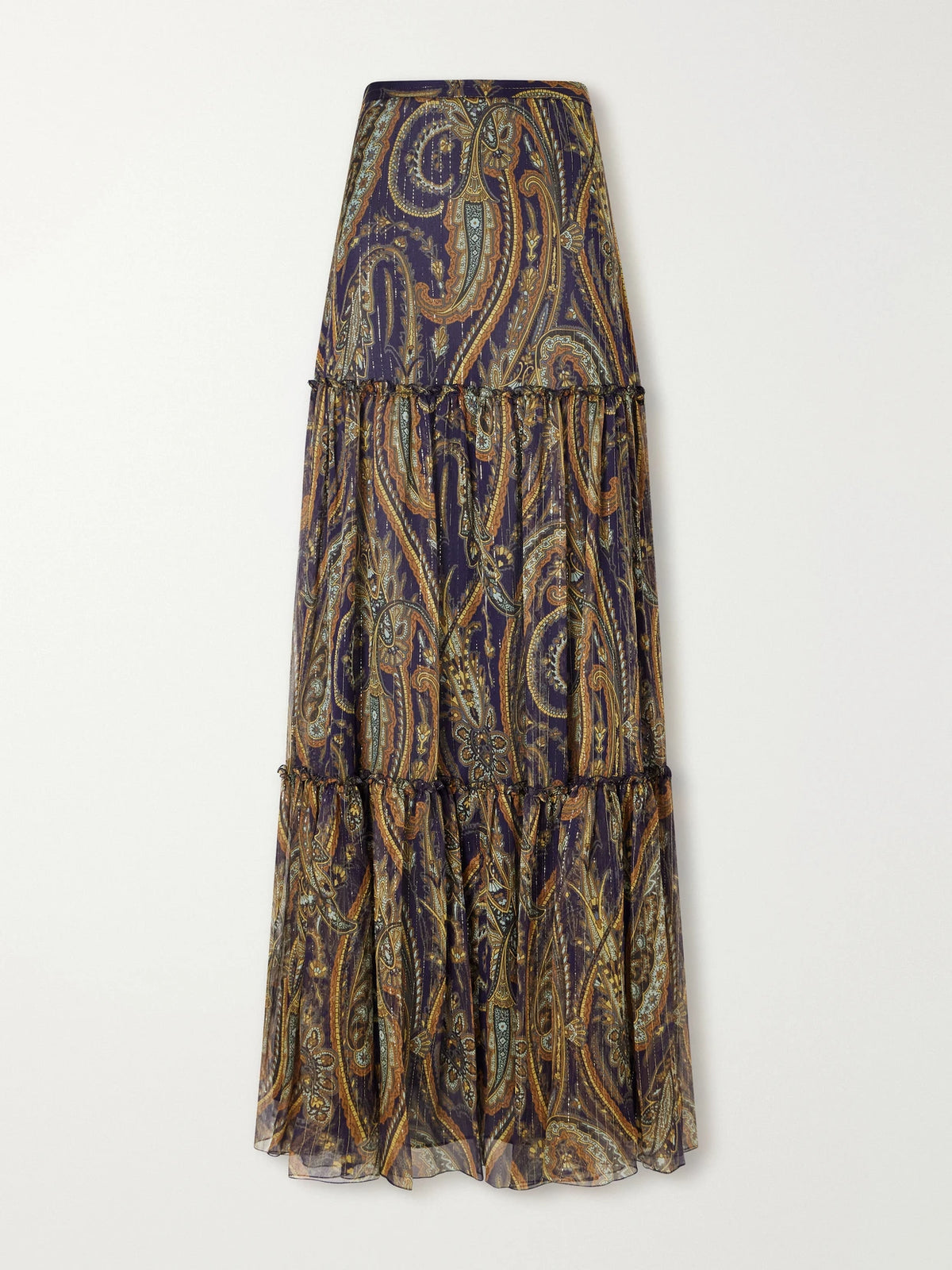 Etro Tiered Paisley-print Silk-blend Chiffon Maxi Skirt