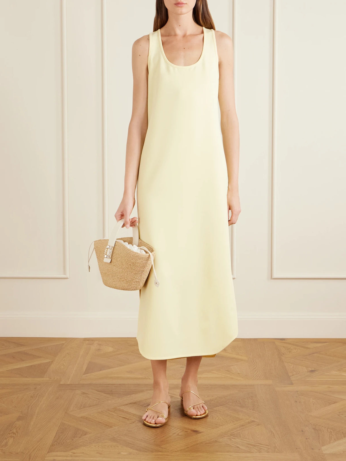 Image of Bags. Product name - Embellished Leather-trimmed Raffia-effect Tote Bag in Neutral colour by brand - Roger Vivier