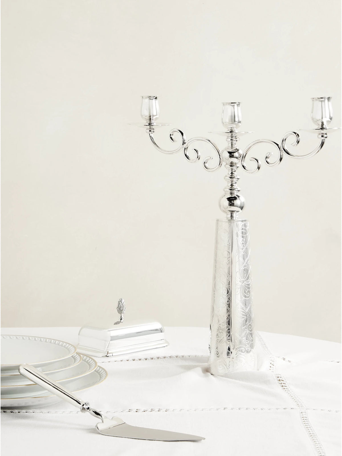 Image of Decor. Product name - Jardin D'eden Silver-plated Candelabra in Multi colour by brand - Christofle