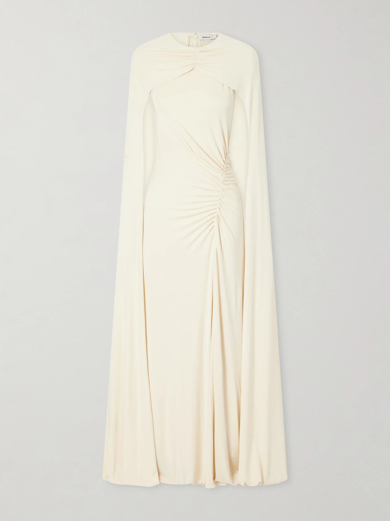 Cape-effect Gathered Jersey Gown