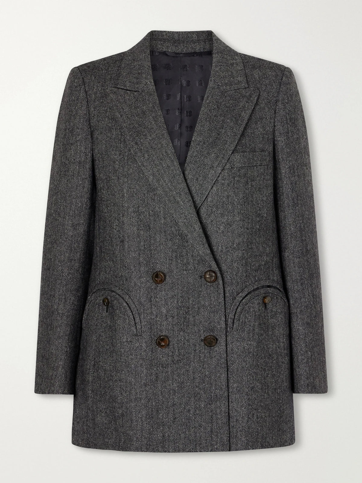 Everyday Double-breasted Herringbone Wool-blend Blazer