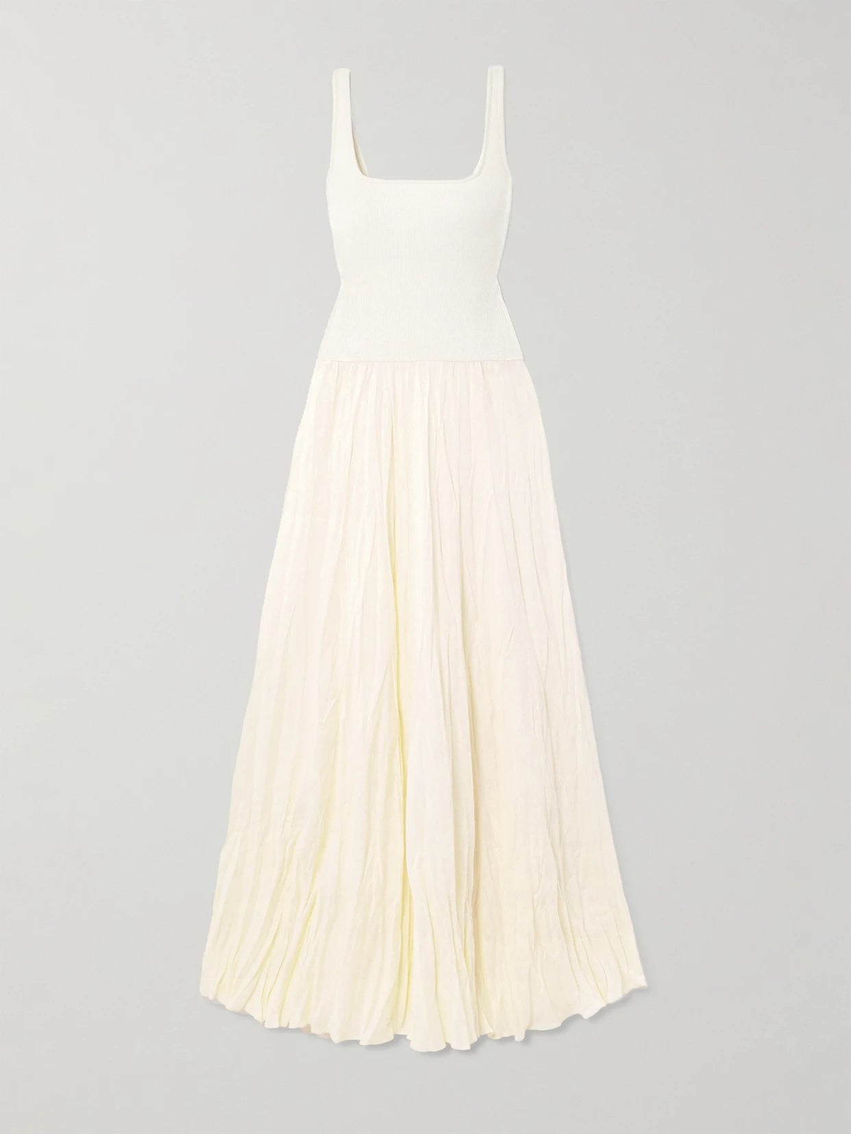 Mariner Ribbed Knit-trimmed Organic Linen-blend Poplin Maxi Dress