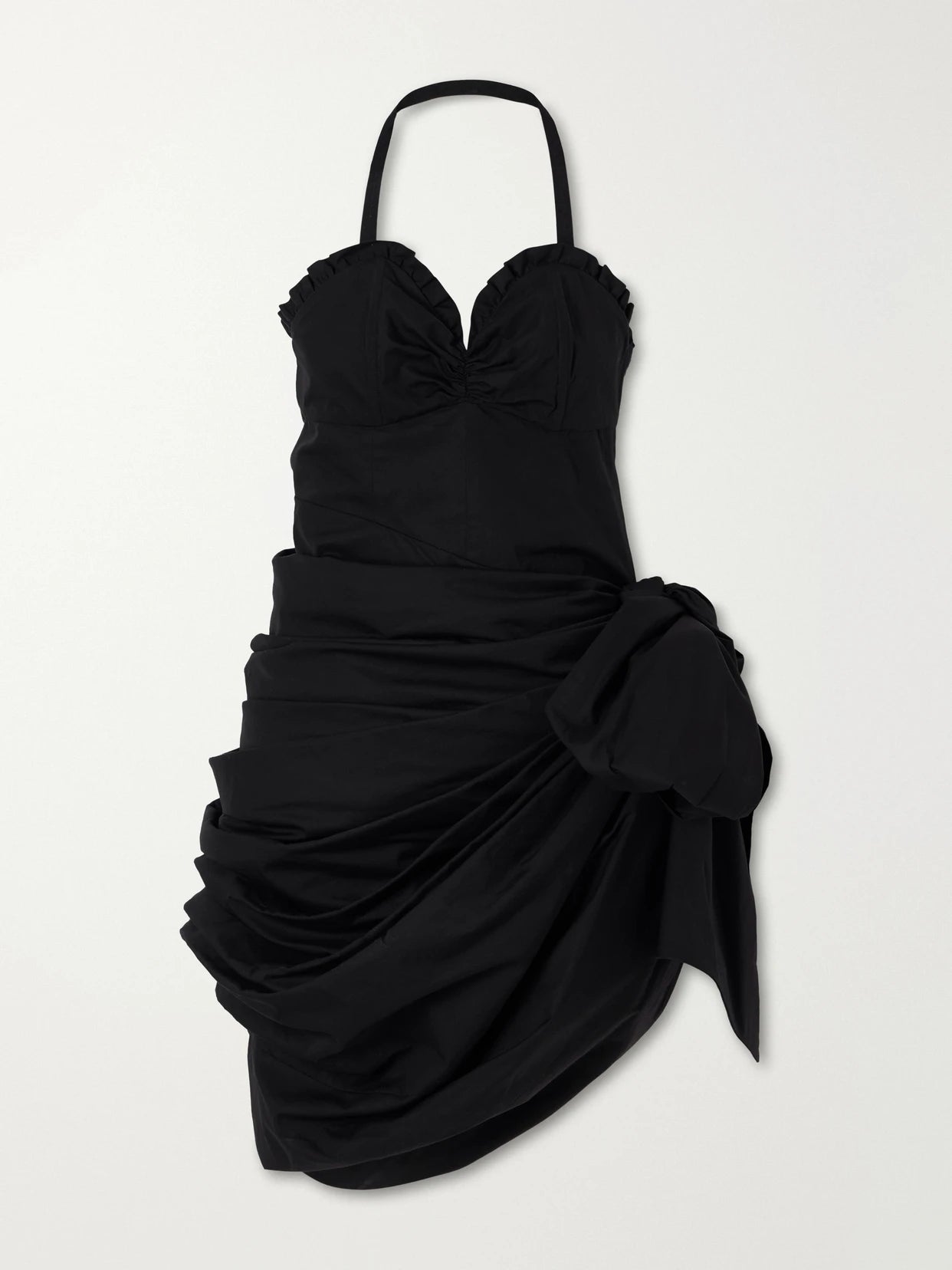 Halterneck Draped Cotton-poplin Midi Dress